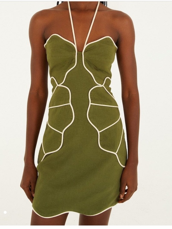 FARM Rio Dresses & Skirts - FARM Rio Olive Mini Dress with Cream Piping